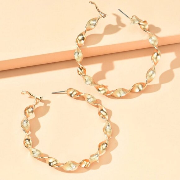 14K Gold Womens Large Twisted Hoop Earrings Ladies Big Hoops 14 K Silver Jewelry